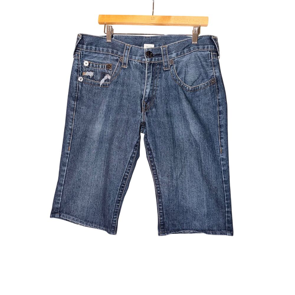 True religion men’s shorts jorts USA made 36 hemmed 100% blue jean denim cotton